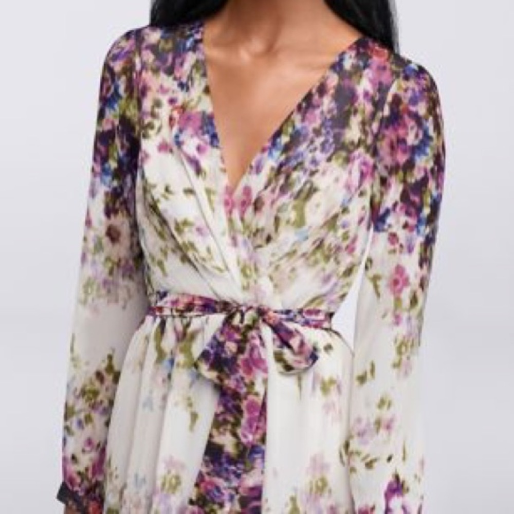 Jessica Simpson Faux Wrap Watercolor Dress